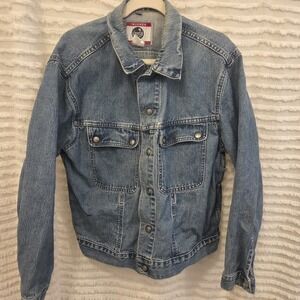 Vtg 90s Levis Silvertab Denim Trucker Jacket Mens M Snaps Pockets Faded Thrashed